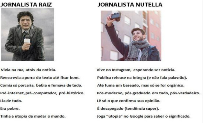 Jornalista Raiz x Jornalista Nutella